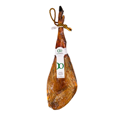 Jamón Cebo 50% Raza Ibérica (criado en granja a base de piensos) ofrece un sabor directo y una textura firme.