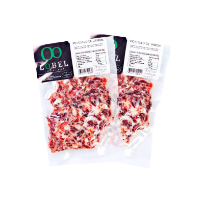 Picadillo de Jamón de la marca Lobel en Salamanca, ideal para tapas tradicionales y maridar con un vino tinto joven de Toro.