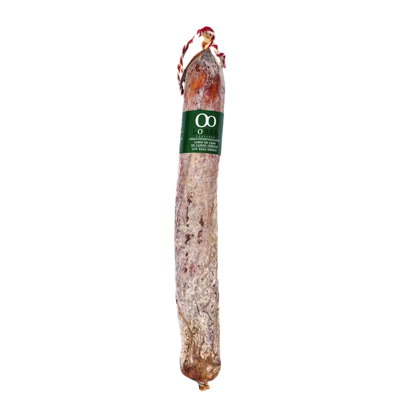 Comprar Lomo Cebo Campo 50% Raza Ibérica Lobel en Salamanca, embutido selecto excelente con vino de Toro.