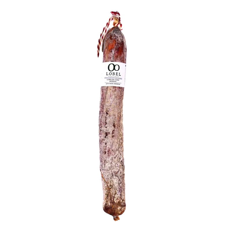 Lomo Cebo Ibérico 50% Raza Ibérica Lobel en Salamanca, curado artesanal e ideal con vino tinto crianza.