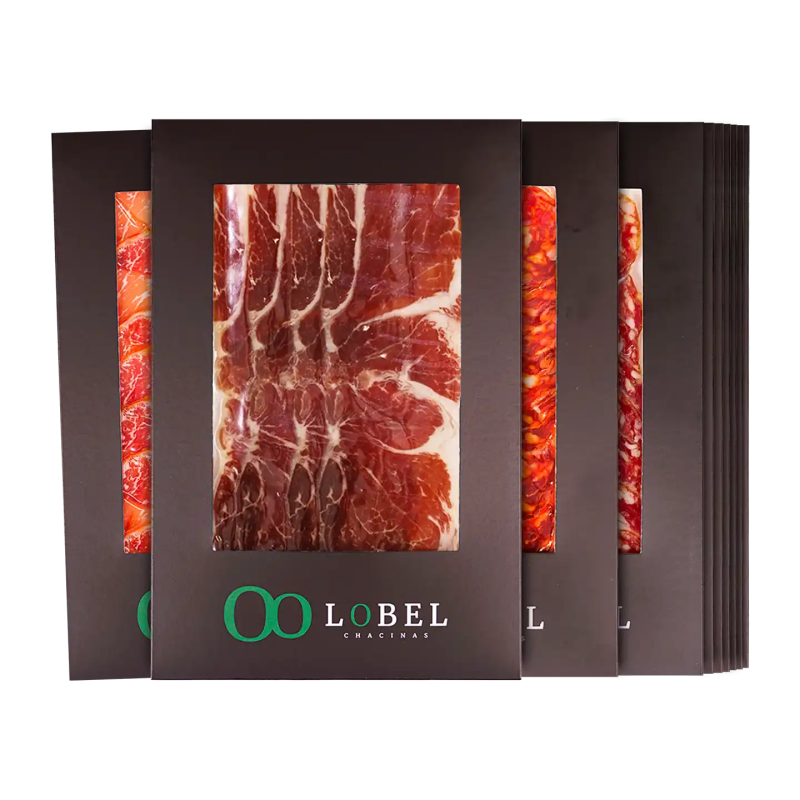 Pack surtido ibérico de bellota Lobel en Salamanca, variedad gourmet ideal para maridar con vino de Toro.